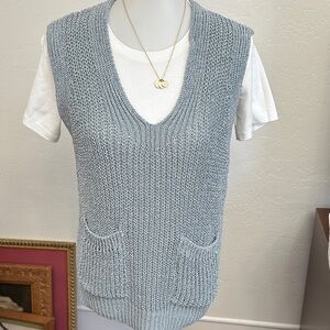 Women's Zara Gray blue Knit Sweater Vest
